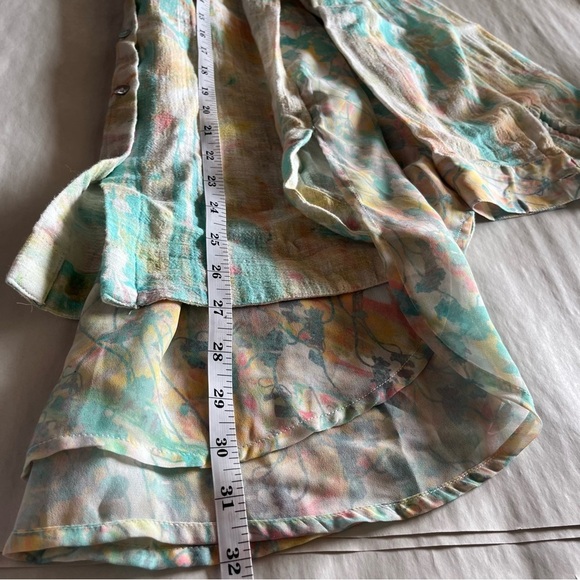 Soft Surroundings Pastel Floral Mixed Materials Button Down Shirt Medium - Picture 11 of 12